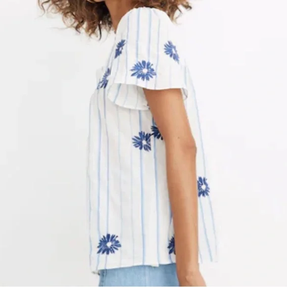 EUC Madewell Floral Embroidered Butterfly Top Size Large Retail $85.00 - Picture 2 of 12